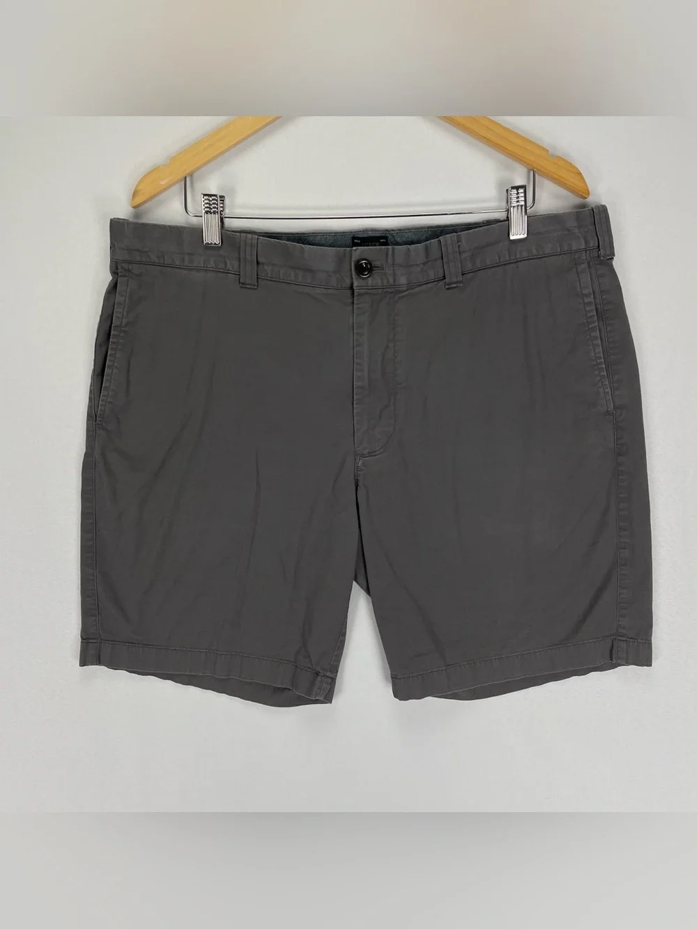 J Crew Shorts Mens 38 Gray Stretch Chino Cotton Canvas Flat Front 9” Inseam